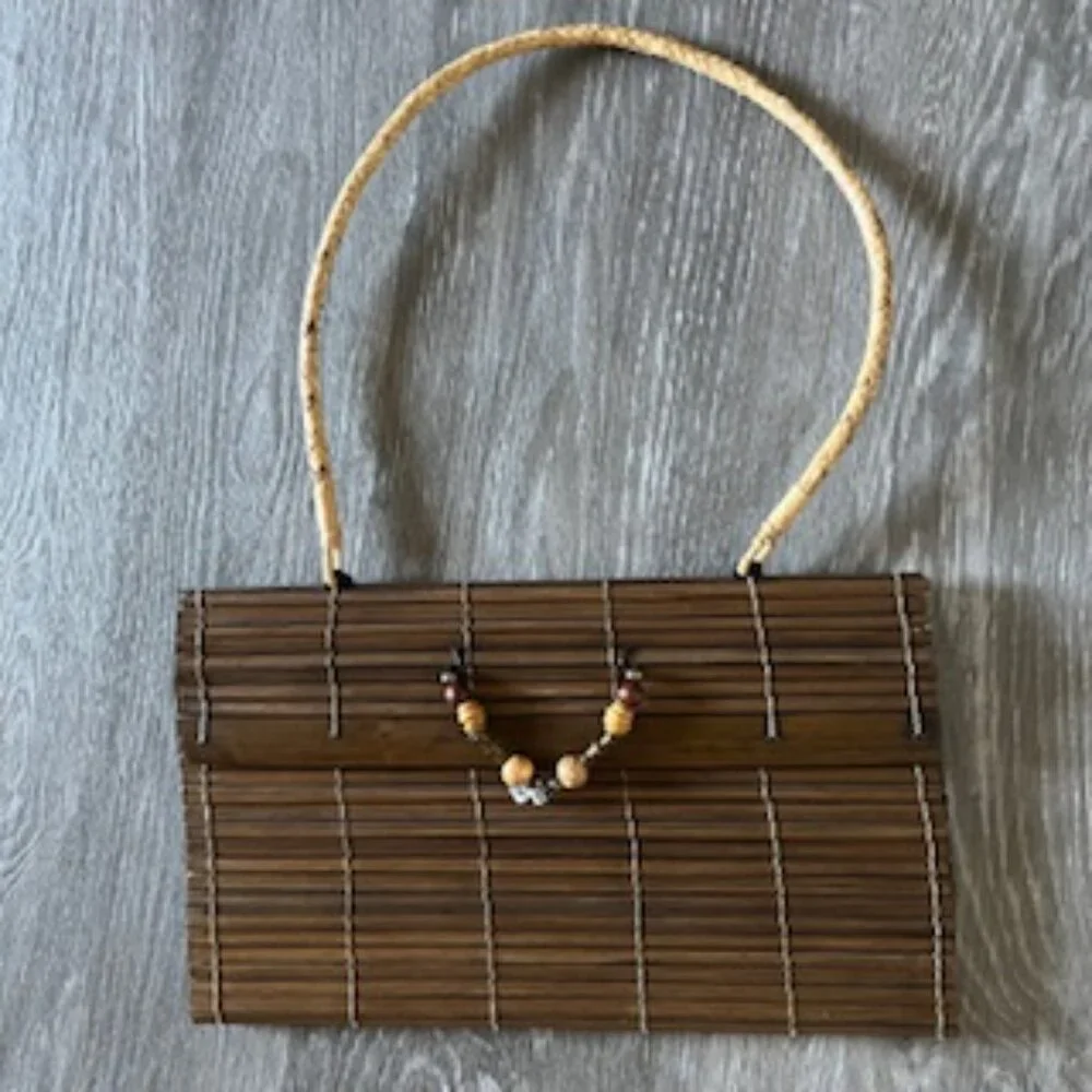🧡3/15 Natural Bamboo Handbag with Strap